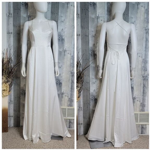 Nwot Show Me Your MuMu Godshaw Goddess Gown in Ivory Luxe Satin - Picture 2 of 9